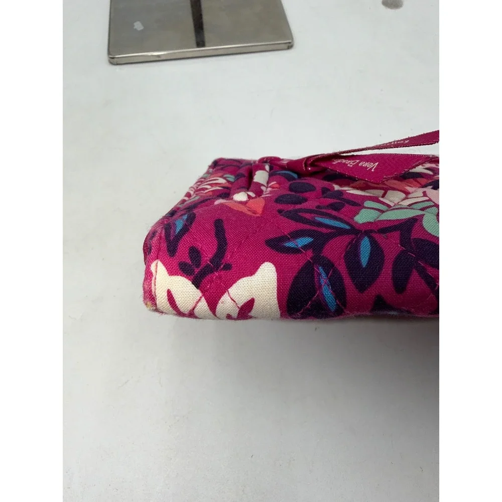 Vera Bradley Pink Floral Quilted Cotton Turn Lock Wallet Organizer - Picture 5 of 12